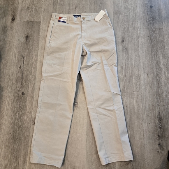 Izod Other - IZOD Flat Front Straight Fit Performance Plus Stretch Pants 33x32 Warm Pearl NWT